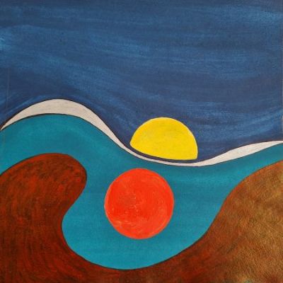 Ligne-art-Sylvie Gambetti-MonHorizon - Soleil jaune et rouge
